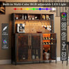 Wine Bar Cabinet with LED Lights and Ample Storage Space - Estalios