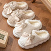 Winter Warm Fur Slippers for Women Cute Bow Non Slip Plush - Estalios