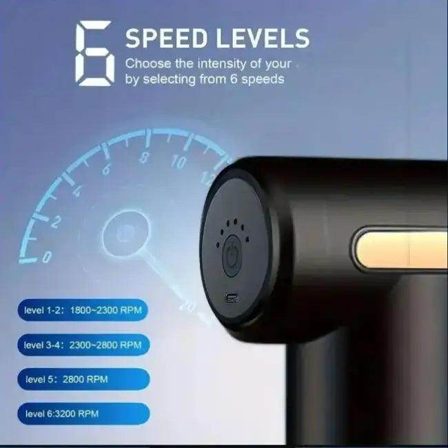 Black SpeedFlex Massage Gun with Versatile Attachments - Estalios