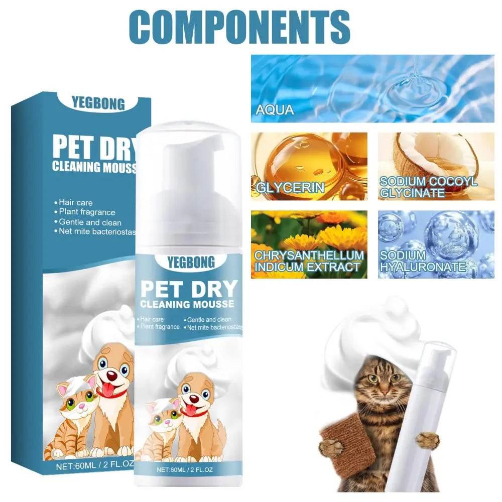 Yegbong Pet Dry Cleaning Mousse for Odor-Free Cats and Dogs - Estalios