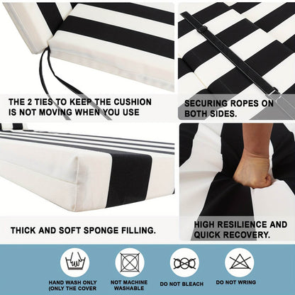 2PCS Patio Lounge Chair Cushions w/ Ties for Outdoor Comfort - Estalios