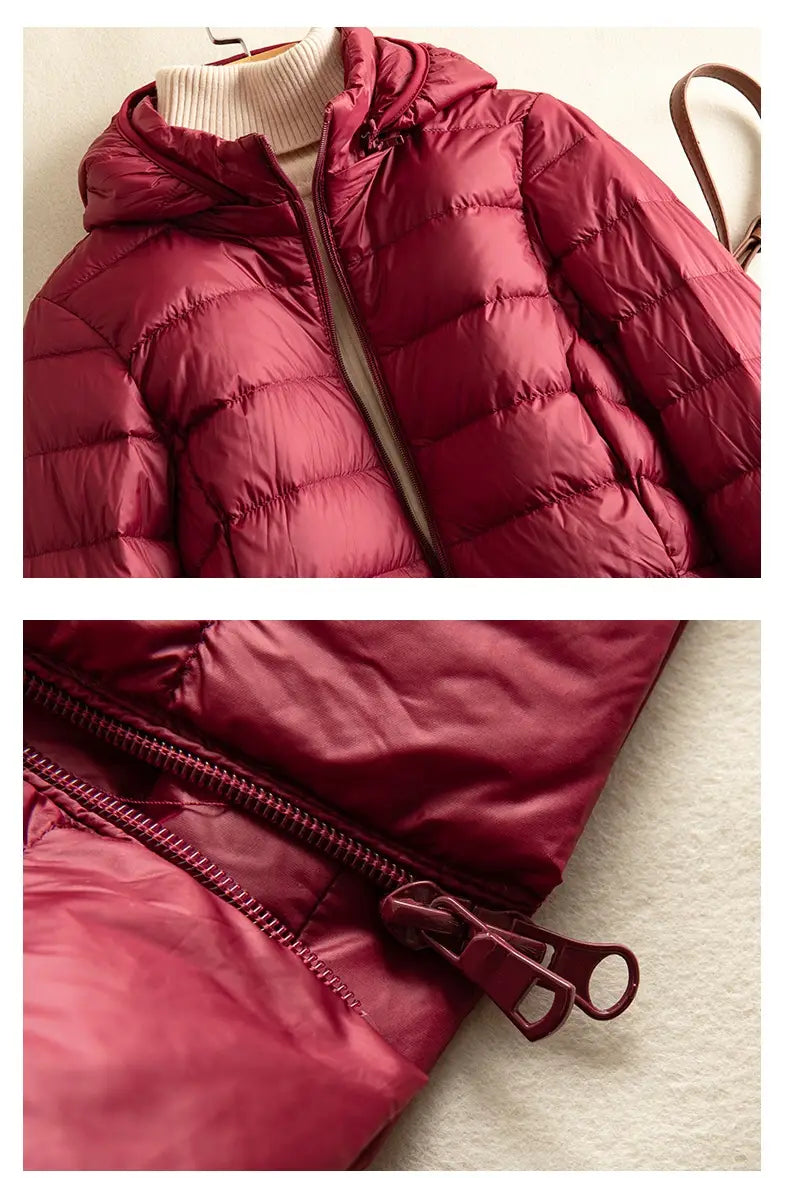 Detachable Hat Light Thin Down Jacket Women