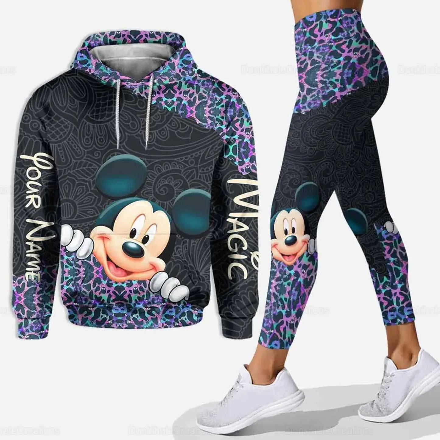 Customizename Mickey Hoodie Women's Hoodie Set Mickey Yoga Pants Sweatpants Womens Disney Yoga Hoodie Leggings Fashion Tracksuit