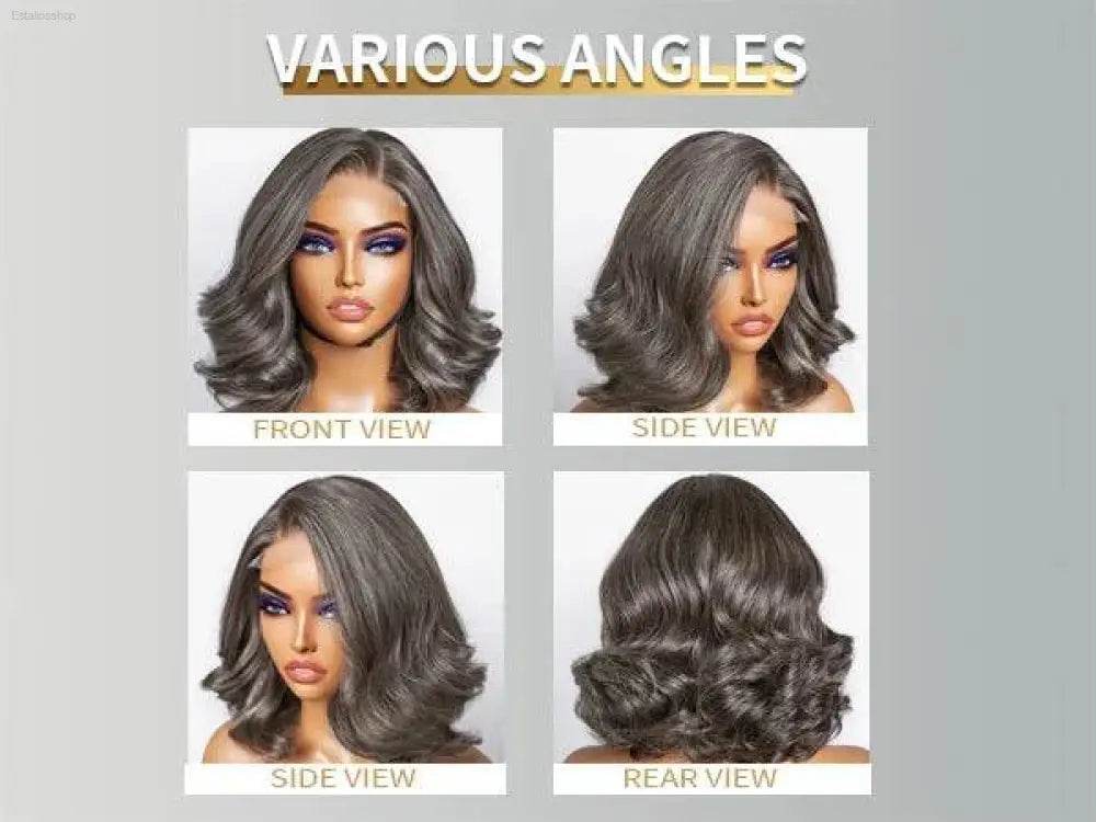 10 Inch Salt and Pepper Body Wave Short Bob Wig for Women - Estalios