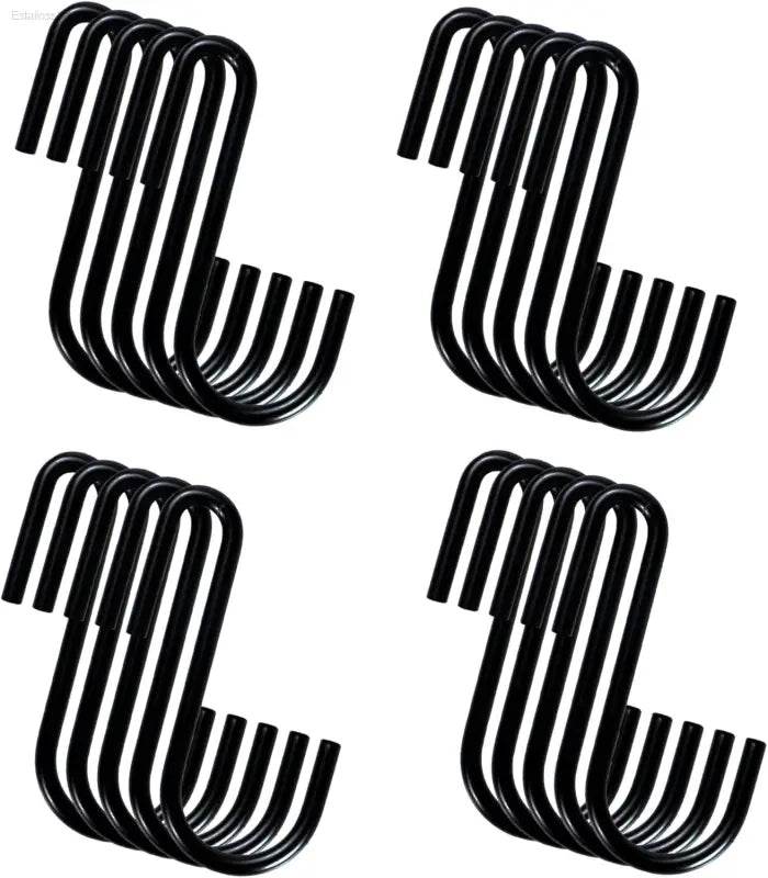 10 Pack Heavy Duty Black S Hooks - Versatile Hanging Solution for Kitchen, Bathroom, Bedroom & Office - Perfect for Pots, Pans, Coats, Bags & Plants - Estalios