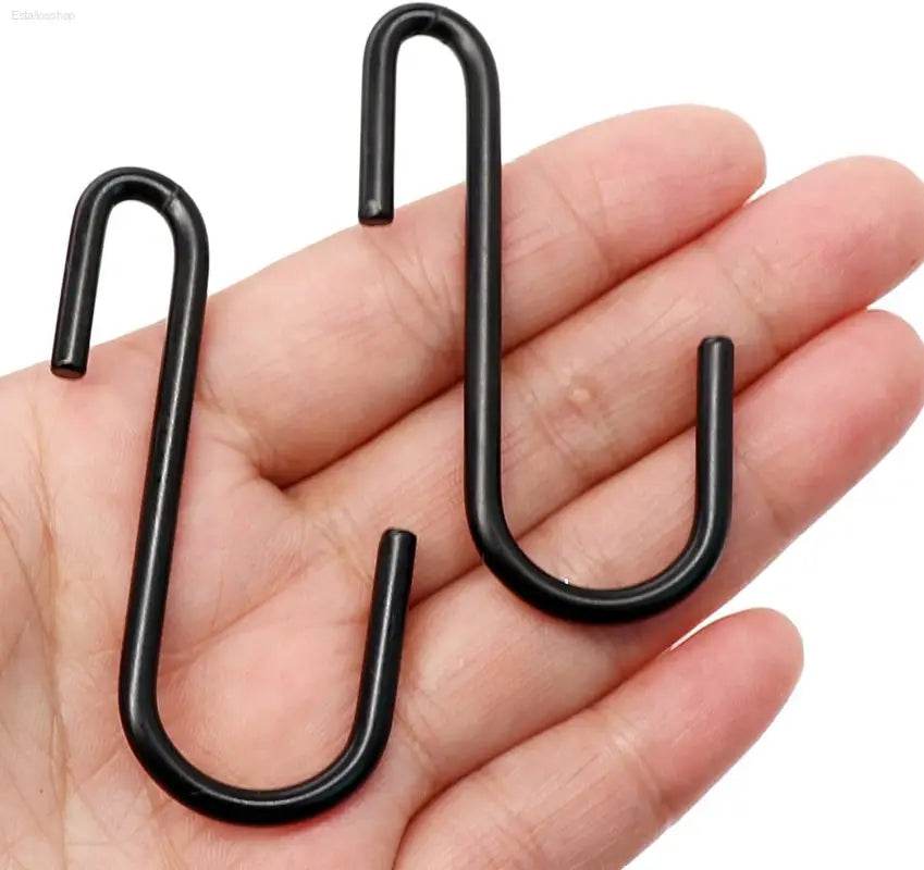 10 Pack Heavy Duty Black S Hooks - Versatile Hanging Solution for Kitchen, Bathroom, Bedroom & Office - Perfect for Pots, Pans, Coats, Bags & Plants - Estalios