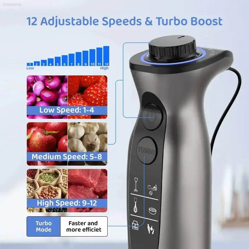 1000 Watt Powerful Handheld Immersion Blender for Soups - Estalios
