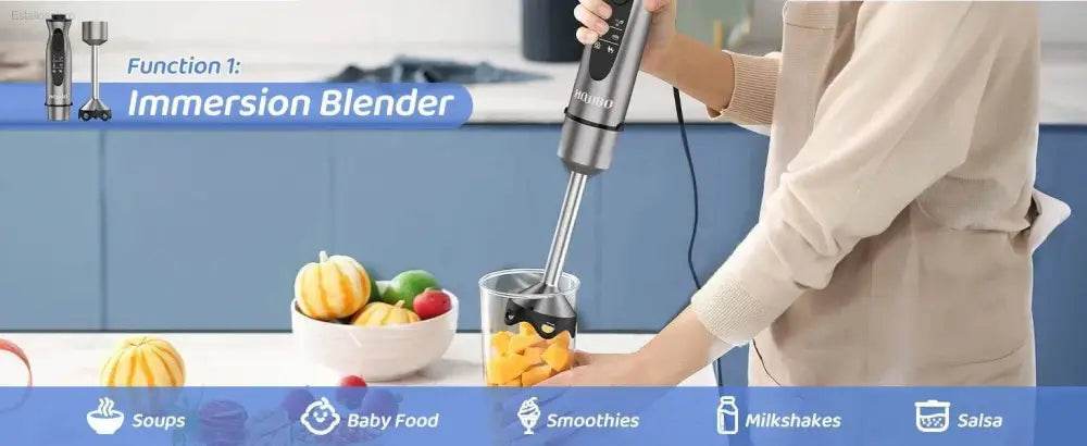 1000 Watt Powerful Handheld Immersion Blender for Soups - Estalios