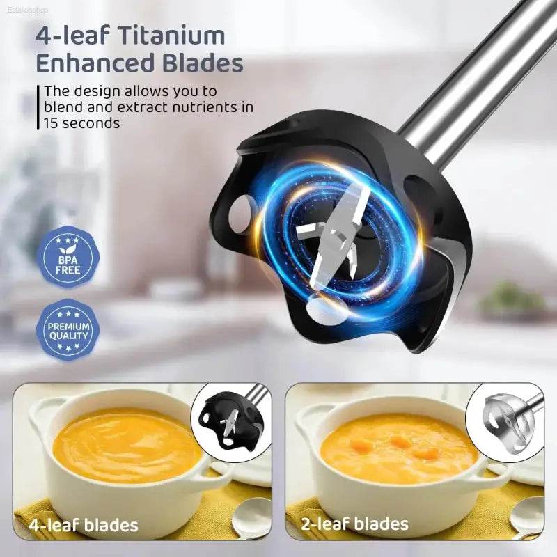 1000 Watt Powerful Handheld Immersion Blender for Soups - Estalios
