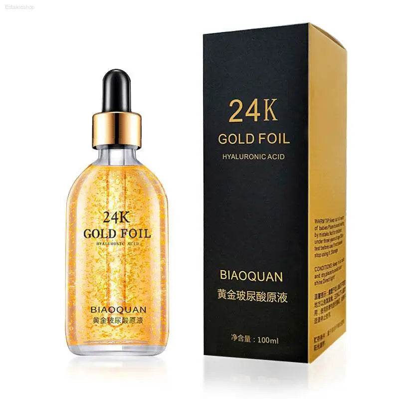 24K gold foil hyaluronic acid serum.