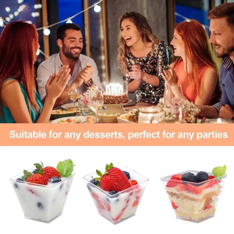 Dessert cups with fruit.