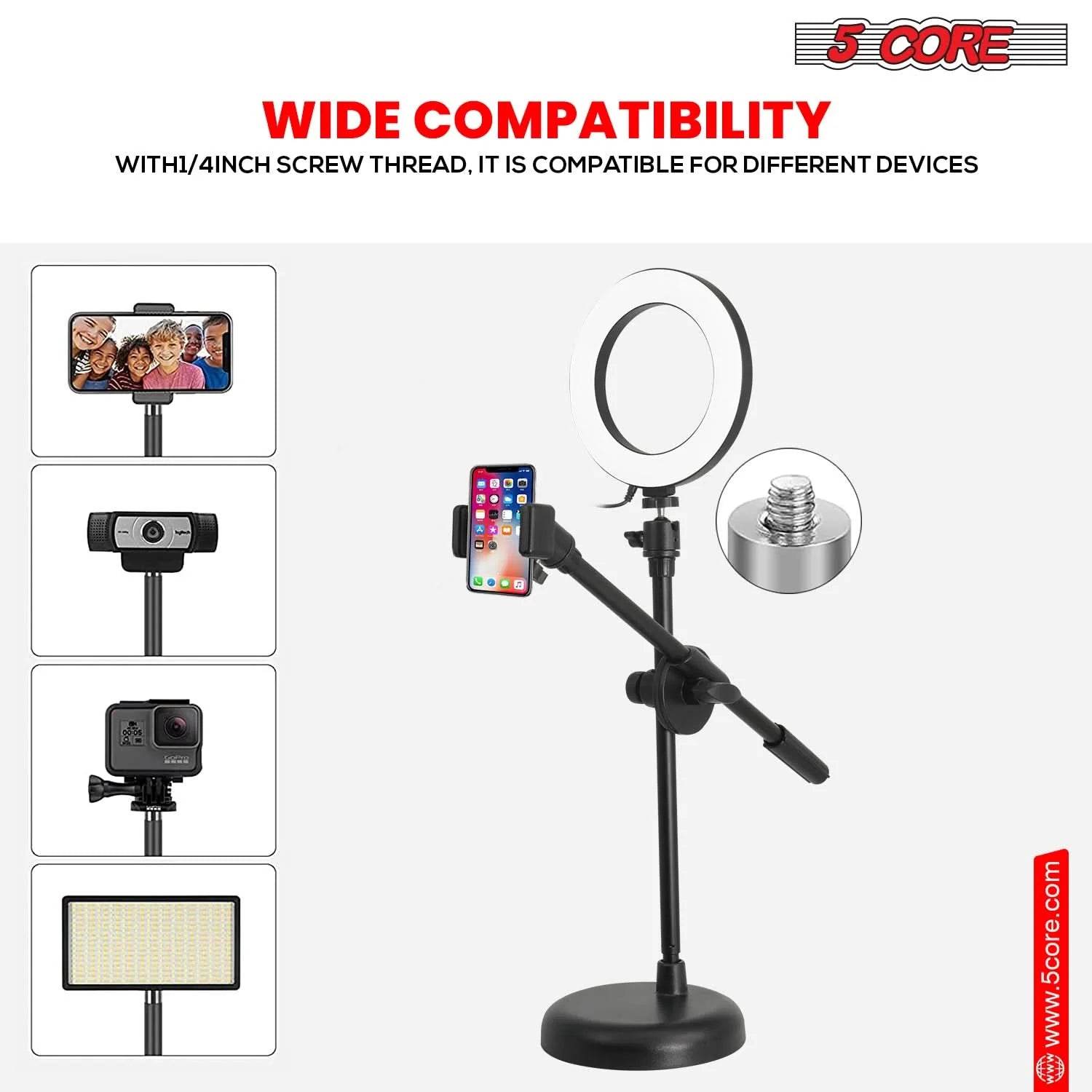Adjustable 5Core 6 Inch Ring Light with Phone Stand - Estalios