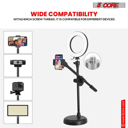 Adjustable 5Core 6 Inch Ring Light with Phone Stand - Estalios