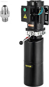 Black hydraulic power unit with fitting.