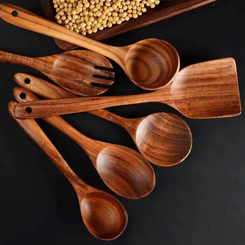Premium BOKALAKA 12-Piece Wooden Kitchen Utensils Set - Perfect for Cooking & Serving! - Estalios