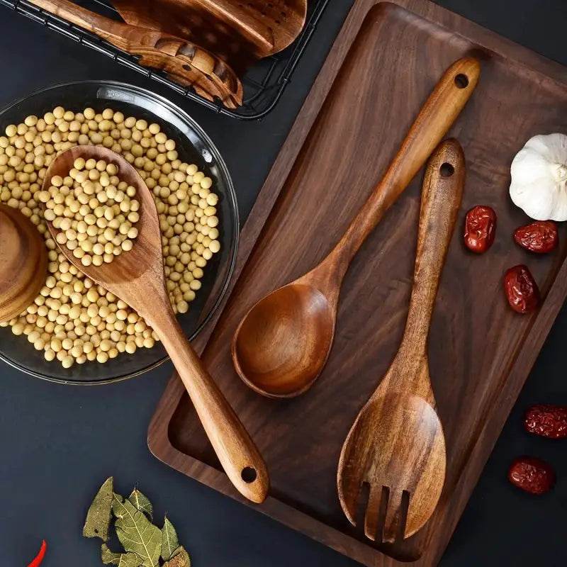 Premium BOKALAKA 12-Piece Wooden Kitchen Utensils Set - Perfect for Cooking & Serving! - Estalios