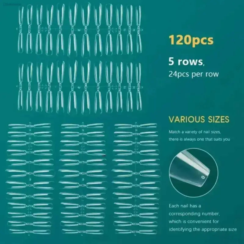 120Pcs Soft Gel Coffin Press On Fake Nails Set - Estalios