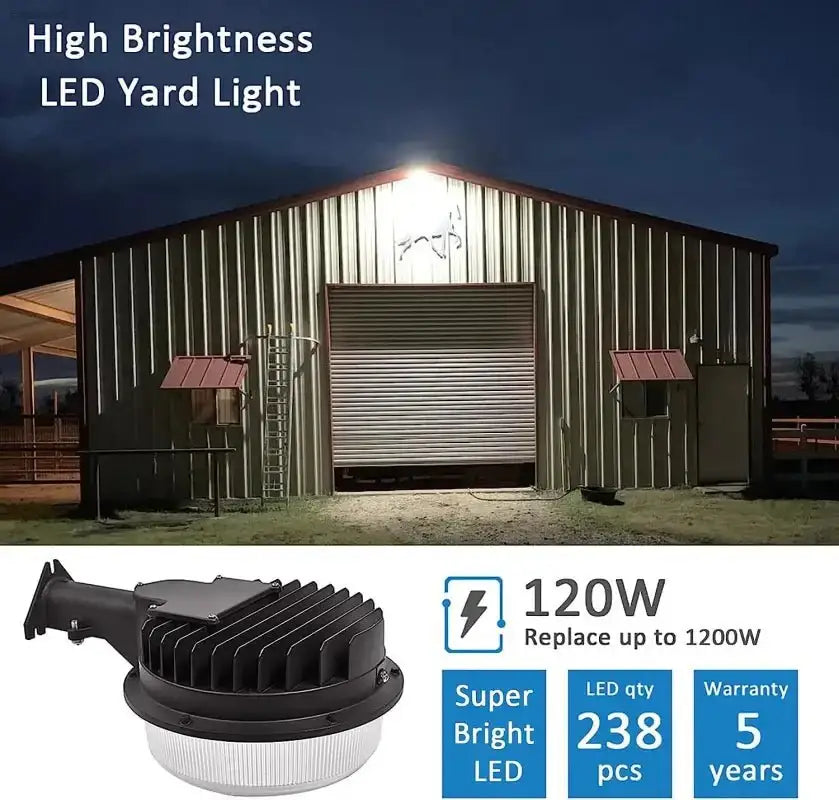 120W LED Barn Light - 18000Lm Dusk to Dawn Outdoor Security Lighting with Photocell, 5000K Daylight, ETL&DLC Listed Waterproof, Perfect for Yard and Area Illumination - EstaliosShop