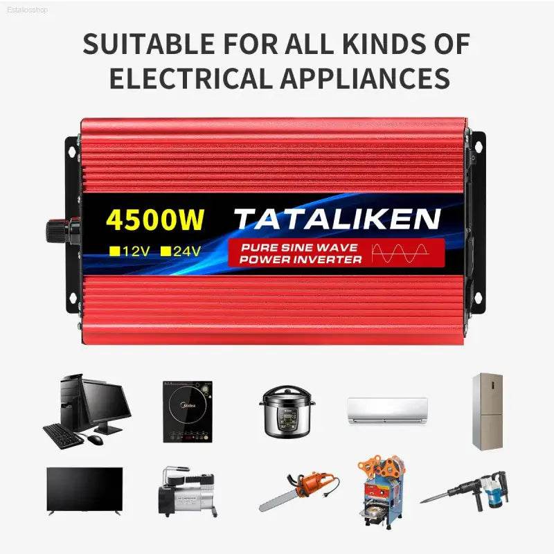 12V To 110V AC Pure Sine Power Inverter 3500W Solar Accessory - Estalios