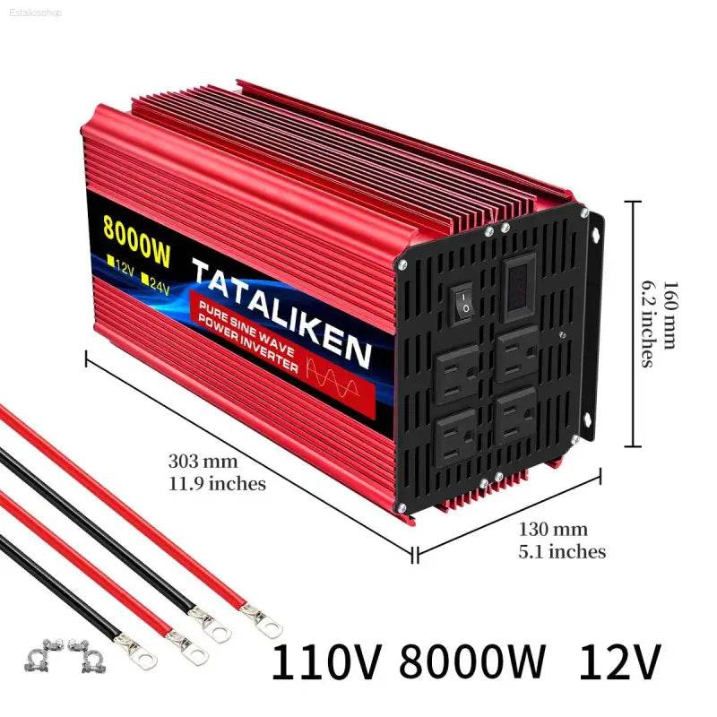 12V To 110V AC Pure Sine Power Inverter 3500W Solar Accessory - Estalios