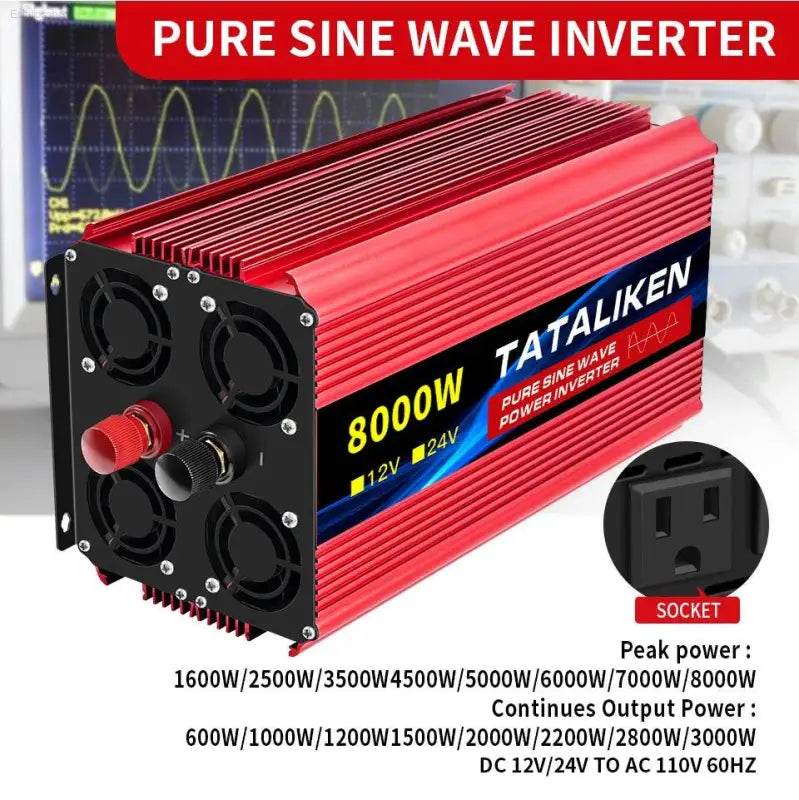 12V To 110V AC Pure Sine Power Inverter 3500W Solar Accessory - Estalios