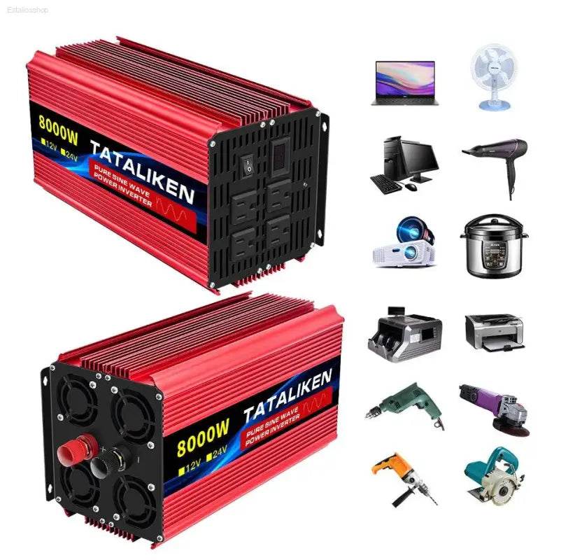 12V To 110V AC Pure Sine Power Inverter 3500W Solar Accessory - Estalios