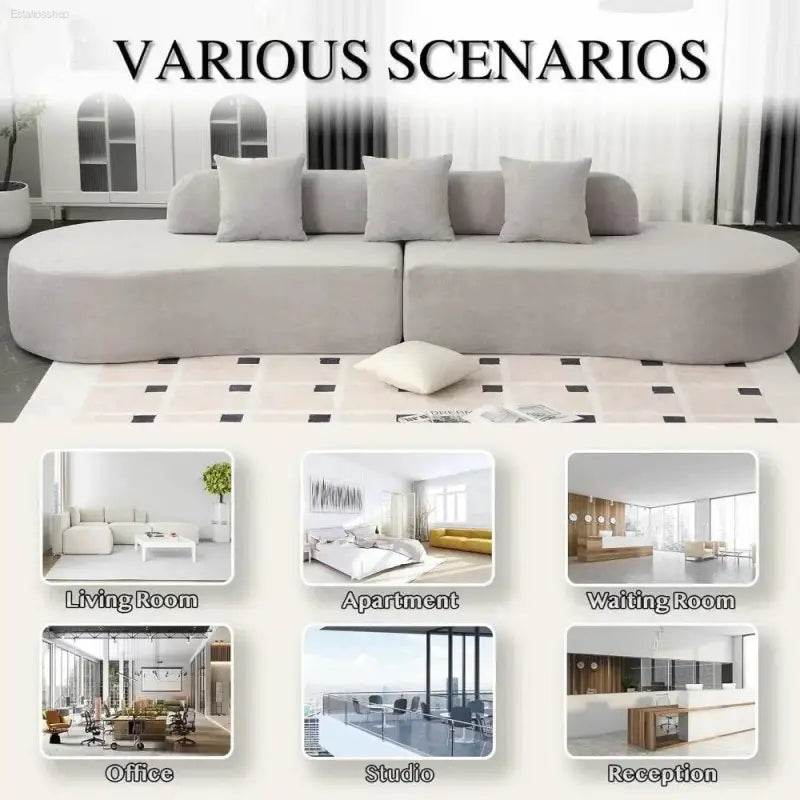 130.5'' Modern Cloud Sofa Couch with 3 Comfy Pillows - Estalios