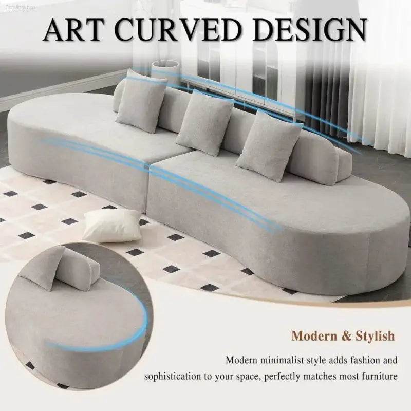 130.5'' Modern Cloud Sofa Couch with 3 Comfy Pillows - Estalios