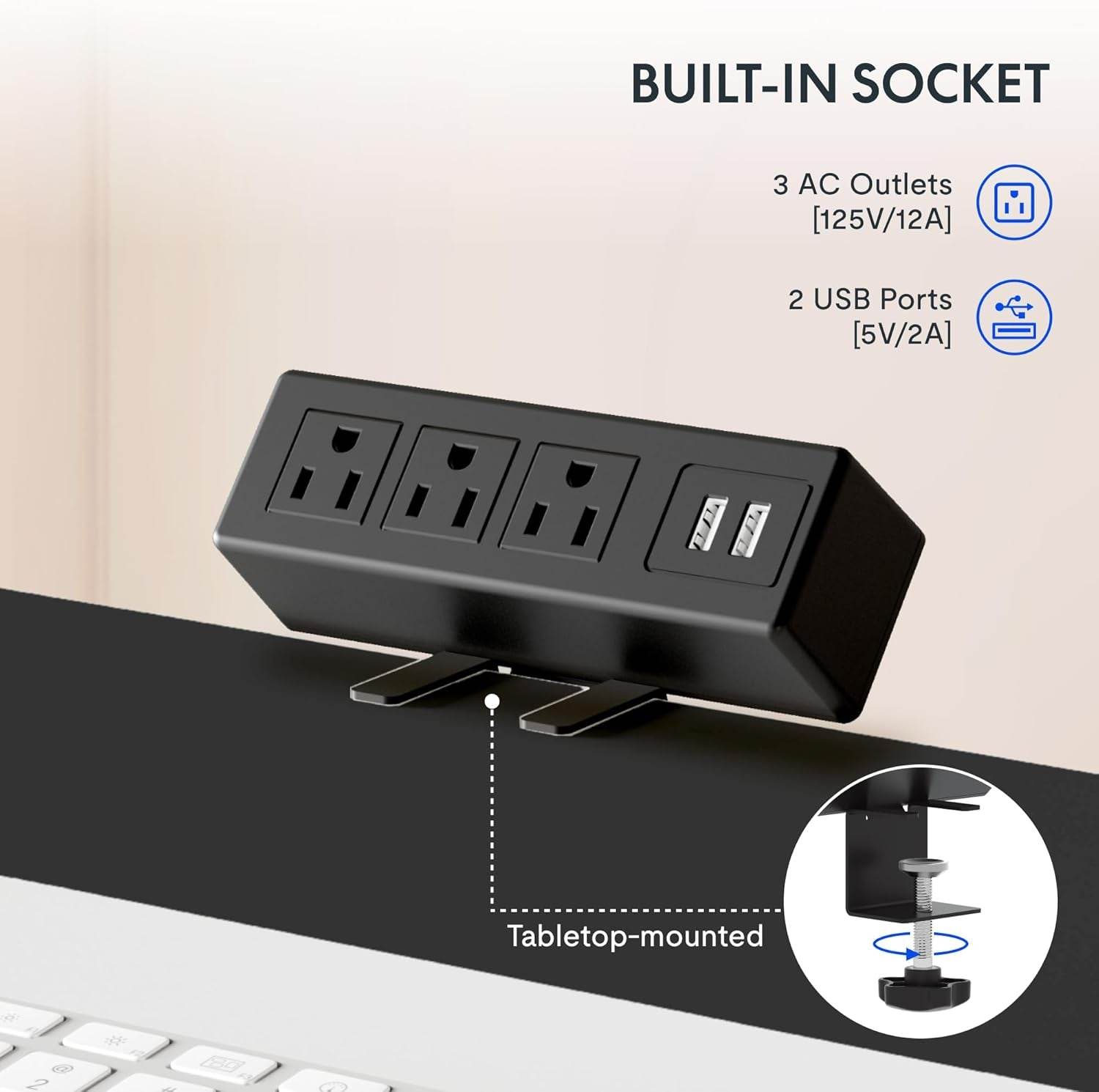 EN2 Height Adjustable Electric Standing Desk with Power Strip - Estalios