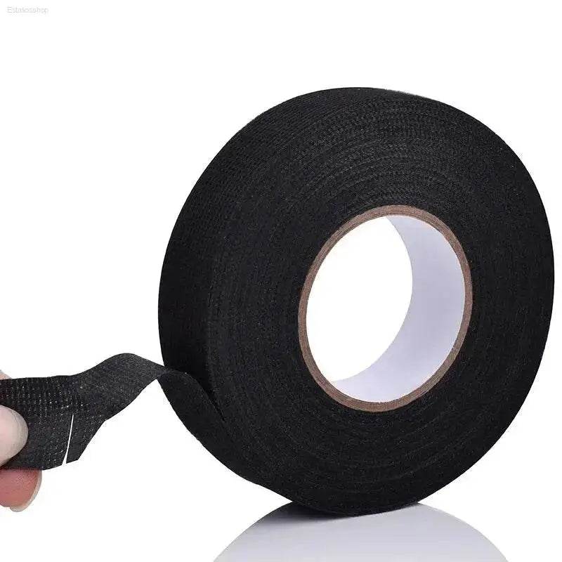 Black cloth electrical tape roll.