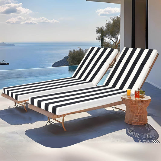 2PCS Patio Lounge Chair Cushions w/ Ties for Outdoor Comfort - Estalios