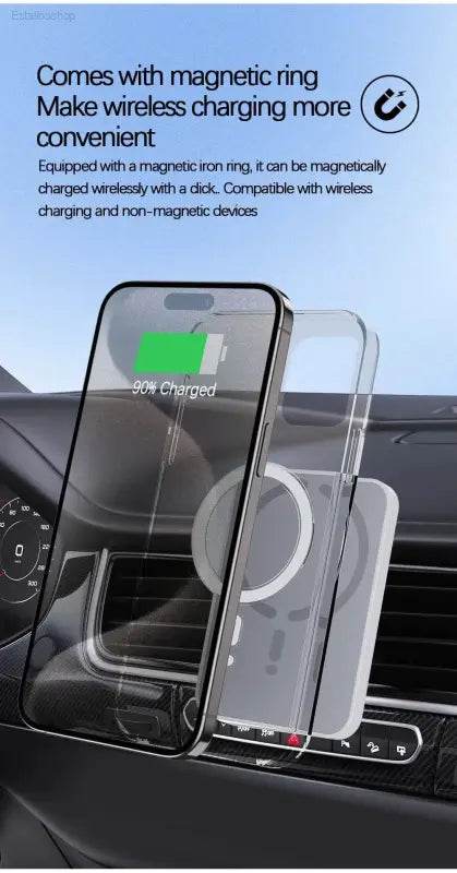 15W Magnetic Car Wireless Charger For MagSafe iPhone 12-16 - Estalios