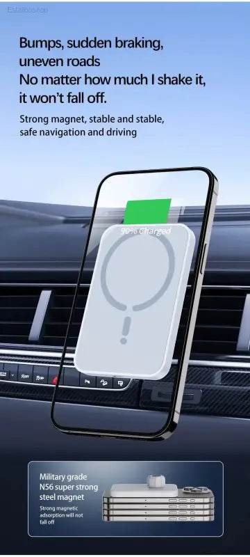 15W Magnetic Car Wireless Charger For MagSafe iPhone 12-16 - Estalios