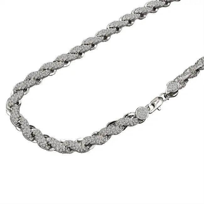 Unleash Sparkle: Stunning Diamond-Studded Silver Chain - Estalios