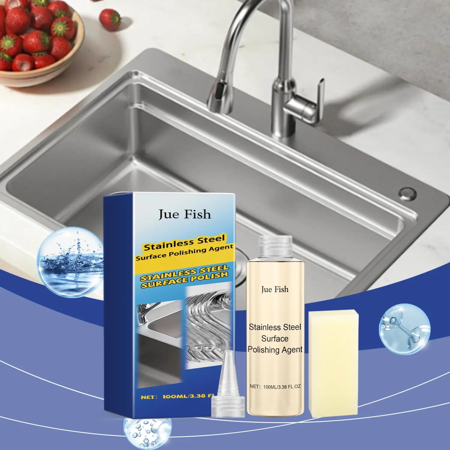 Jue-Fish Stainless Steel Polish Cleaning And Stain Removal Polishing Bright Gentle Maintenance Care Cleaner