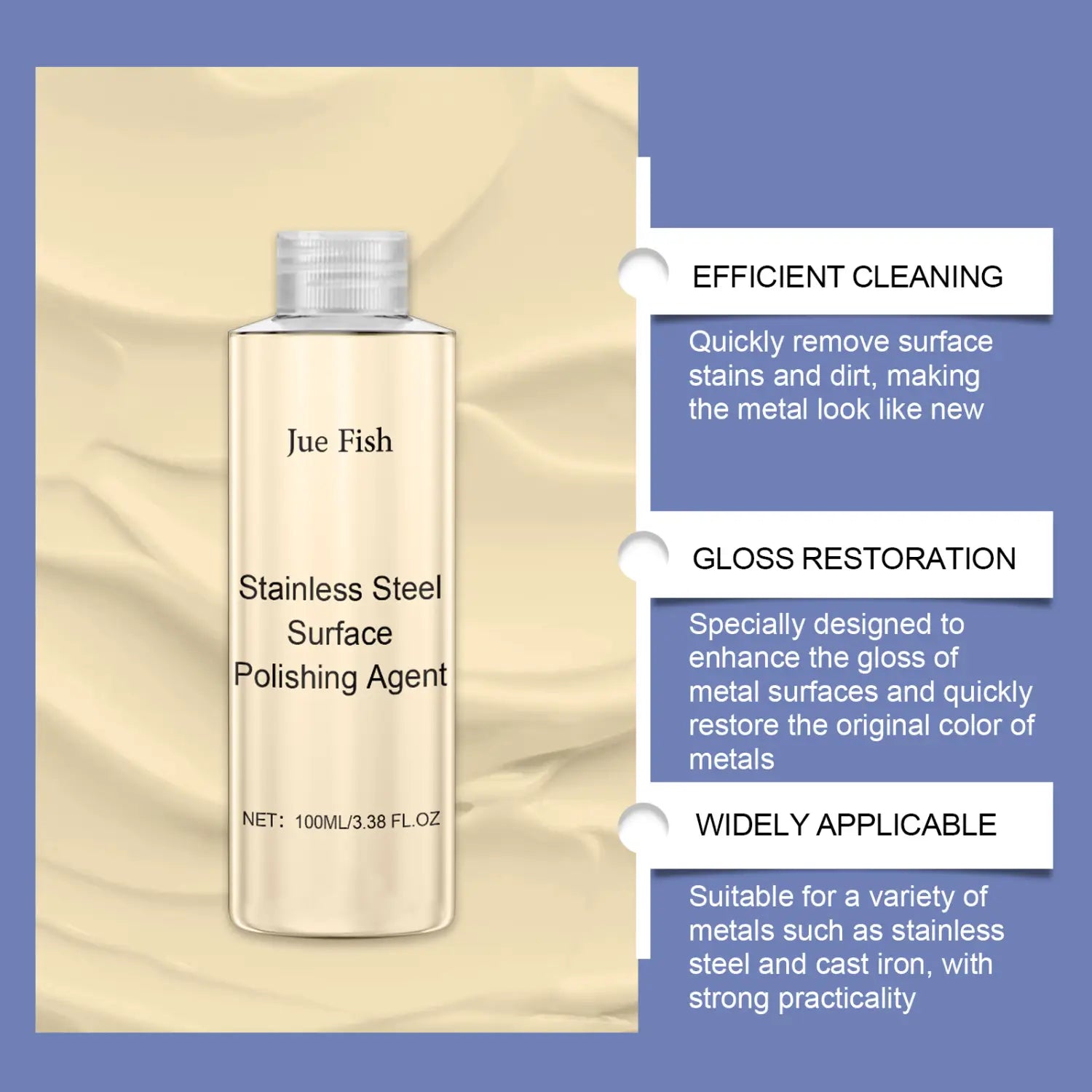 Jue-Fish Stainless Steel Polish Cleaning And Stain Removal Polishing Bright Gentle Maintenance Care Cleaner