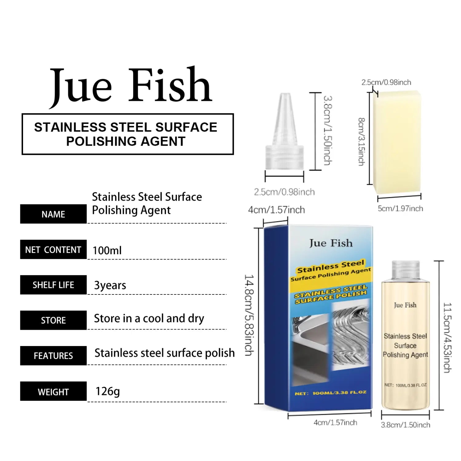 Jue-Fish Stainless Steel Polish Cleaning And Stain Removal Polishing Bright Gentle Maintenance Care Cleaner