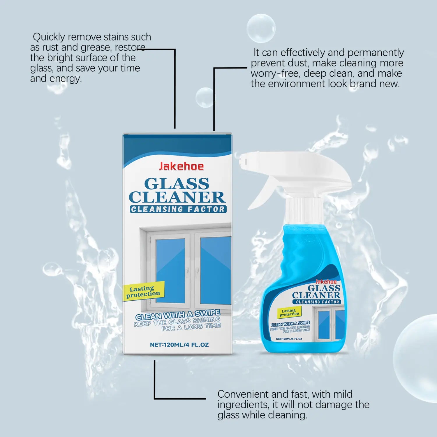 Jakehoe Glass Decontamination Cleaning Agent Stain Removal Oil Removal Dust Stain Removal Stain Removal Glass Cleaning