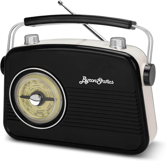 Black AM FM Radio - Small Portable Vintage Radio with Headphone Jack - Estalios