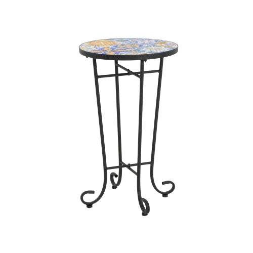 Colorful Patio Side Table with Ceramic Tile Top - Estalios