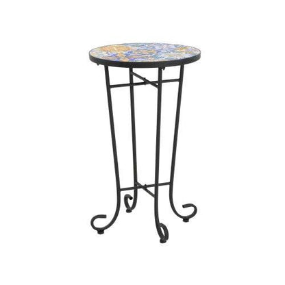 Colorful Patio Side Table with Ceramic Tile Top - Estalios