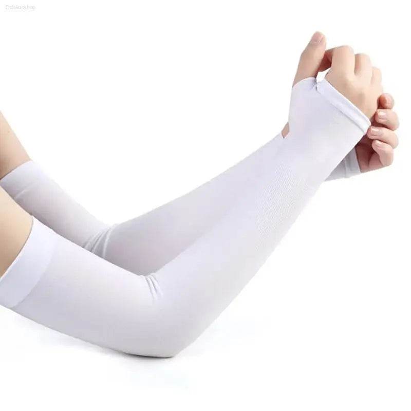 1Pair Ice Silk Sleeve Sunscreen Cuff Arm Sleeves Uv Sun Protect Anti-Slip Summer Men Women Gloves Outdoor Riding Arm Cover - Estalios
