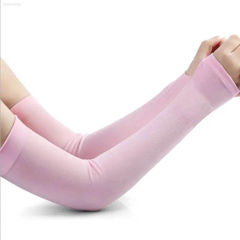 1Pair Ice Silk Sleeve Sunscreen Cuff Arm Sleeves Uv Sun Protect Anti-Slip Summer Men Women Gloves Outdoor Riding Arm Cover - Estalios