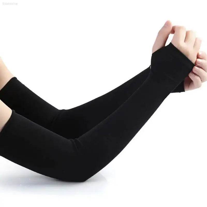 1Pair Ice Silk Sleeve Sunscreen Cuff Arm Sleeves Uv Sun Protect Anti-Slip Summer Men Women Gloves Outdoor Riding Arm Cover - Estalios