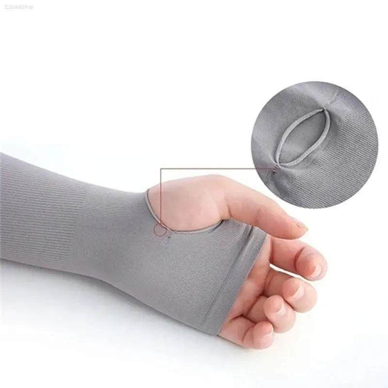 1Pair Ice Silk Sleeve Sunscreen Cuff Arm Sleeves Uv Sun Protect Anti-Slip Summer Men Women Gloves Outdoor Riding Arm Cover - Estalios