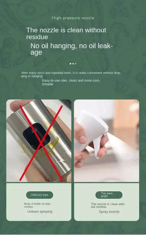 Oil sprayer comparison.