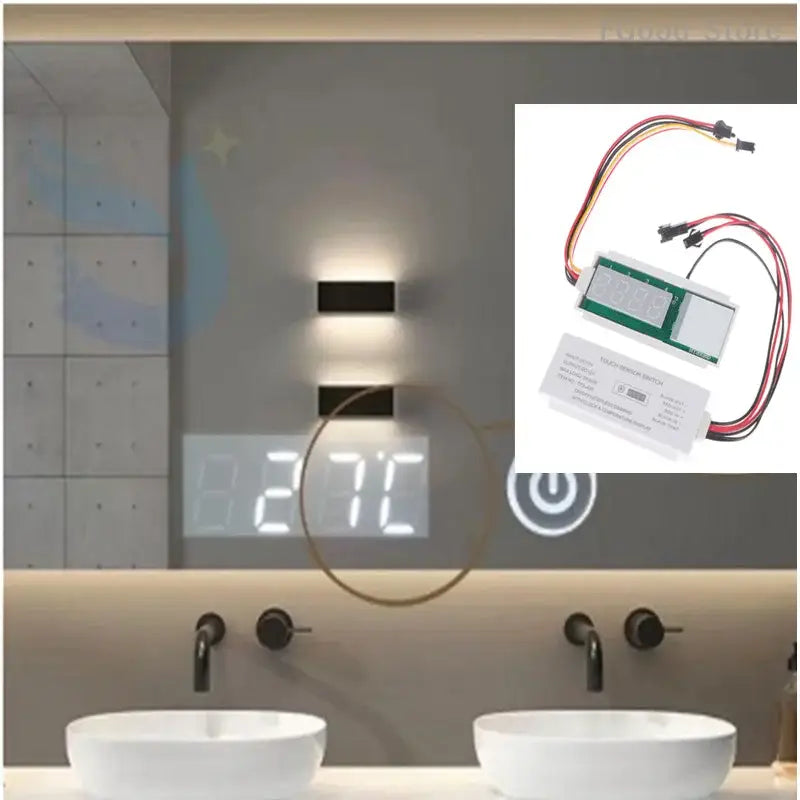 Mirror lamp dimmer switch with digital display for smart touch LED bathroom mirrors