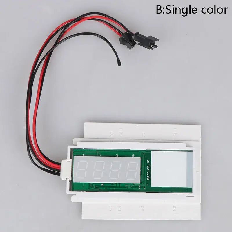 Digital display and wires of a 60W Lamp Dimmer Switch for smart mirror lights