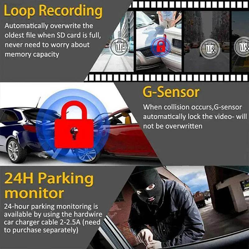 2/3 Channel Dash Cam for Car Front And Rear 1080P Video - Estalios