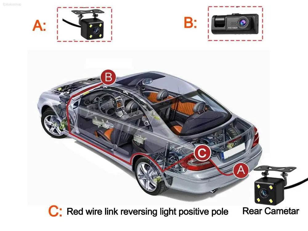 2/3 Channel Dash Cam for Car Front And Rear 1080P Video - Estalios